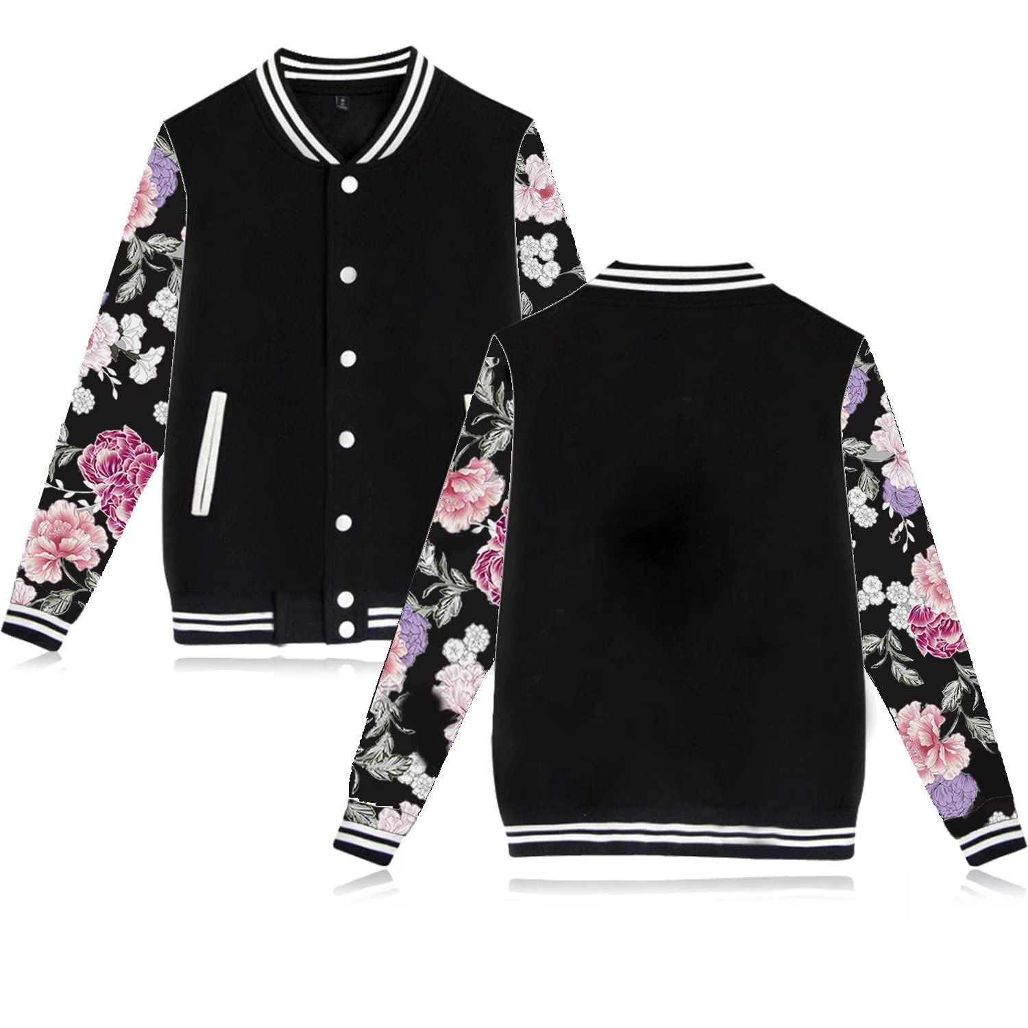 Women's Men's BabyHealthy Varsity Baseball Jacket Casual Letterman Bomber Jacket Windbreaker Lightweight Jacket Coat
|