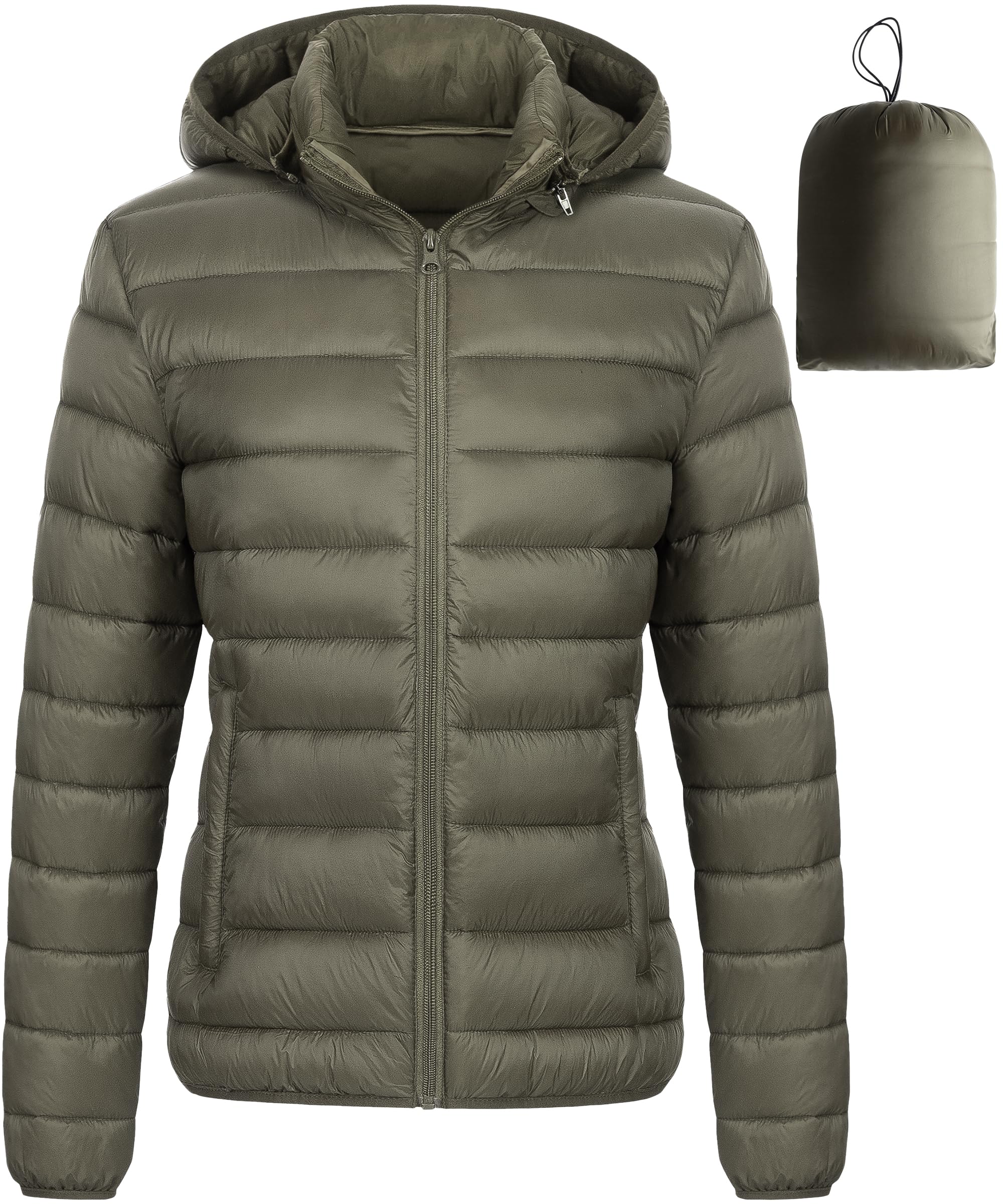 Chrisuno Women's Lightweight Short Puffer Jacket Packable Quilt Warm Winter Coat for Cold Weather Travel with Removable